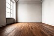 © YandiDesigns - Blank room white wall and wooden floor background with Generative AI