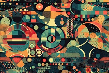 Poster - vibrant abstract artwork featuring circles and dots. generative ai