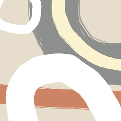 Poster - Modern abstract illustration with organic shapes and brush stroke lines. Pastel colors and simple minimalist composition. Wall art , poster, invitation or business card idea.