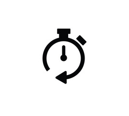 Poster - Stopwatch with circular arrow icon. Working time and business deadline with productivity of completed tasks and speed vector symbol