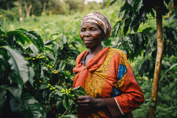 africa coffee farmer woman. Generative ai