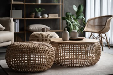Poster - from the close up, rattan tables may be used in the living room, dining room, or garden as the weath