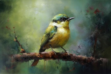 Wall Mural - colorful bird perched on a tree branch. Generative AI