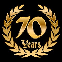 Sticker - 70 Years Anniversary Laurel, golden effect	
