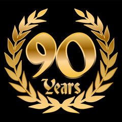 Sticker - 90 Years Anniversary Laurel, golden effect	
