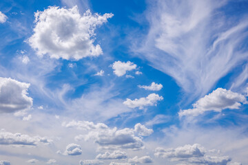 Blue sky with white clouds during sunny day in Poland