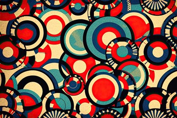 Poster - vibrant circular pattern on a white backdrop. Generative AI