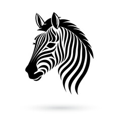  The Zebras Head logo showcases the striking profile of a Black-and-White Zebra, distinguished by its prominent Mane and tall, Pointed Ears, set against a clean, White Background.