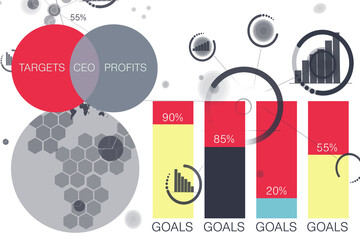 Fototapete - Digital generated image of multi colored graph charts