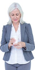 Wall Mural - Smiling businesswoman holding disposable coffee cup