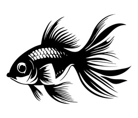 goldfish, golden fish Animal fish illustration black and white side view outline image