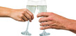 Cropped hand of couple holding champagne flute