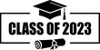 Senior class of 2023 year, vector graduation symbol