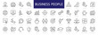 © warmworld - Business People & Teamwork thin line icons. Business people editable stroke icon. Businessman, Businesswoman, Management, Teamwork, Headhunting symbols. Vector illustration