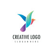 Colorful gradient bird logo design vector icon