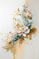 Wall Mural - Abstract floral oil painting. Colorful blooms on white background. Generative AI