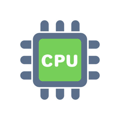 Wall Mural - Green CPU icon. Semiconductor. Vector.