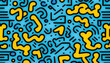 Colorful blue retro funky 90s pattern 