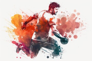  Abstract soccer player in watercolor style (Generative AI)