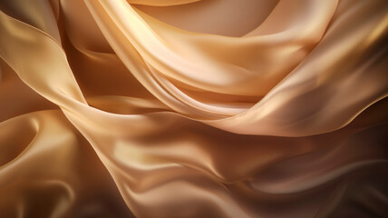 Elegant, transparent, translucent and smooth silk or satin luxury cloth texture  background. Luxurious background design. Light brown, bronze color. Generative ai.