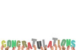 Cropped hands holding colorful word congratulations 