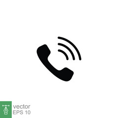 Poster - Telephone ringing icon. Call, phone, incoming, receiver, contact. Simple solid style. Black silhouette, glyph symbol. Vector illustration isolated on white background. EPS 10.