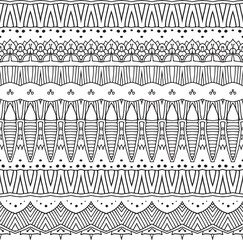 Wall Mural - ethnic hand drawn line art style seamless pattern, vector illustration background