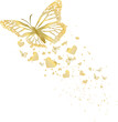Golden butterfly and hearts