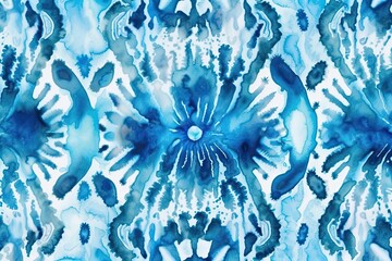 Wall Mural - blue flowers painted with watercolors on a white background. Generative AI