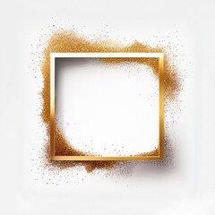 Wall Mural - Gold glitter swirling particles on square frame isolated on white background. Gold color abstract shiny dust. Ai generated square frame design.