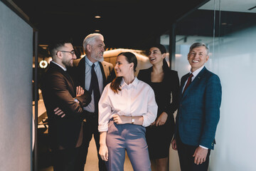 Sticker - Joyful coworkers having discussion in office