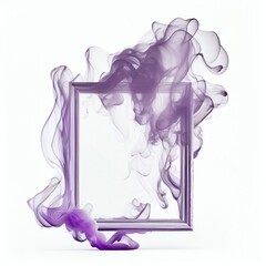 Wall Mural - Purple swirling smoke square frame isolated on white background. Violet Purple color abstract vapour . Ai generated square frame design.