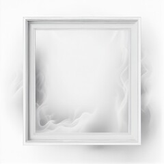 Wall Mural - White and grey swirling smoke square frame isolated on white background. White color abstract smooth flowing vapour. Ai generated geometric square frame design.