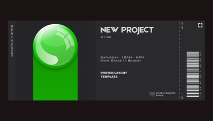 Aufkleber - Ticket featuring colorful realistic balls. Great for branding presentation, poster, cover, art, tickets, prints, etc.