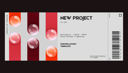 Aufkleber - Ticket featuring colorful realistic balls. Great for branding presentation, poster, cover, art, tickets, prints, etc.