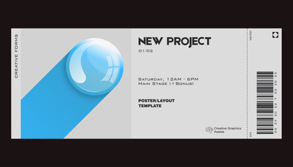 Aufkleber - Ticket featuring colorful realistic balls. Great for branding presentation, poster, cover, art, tickets, prints, etc.