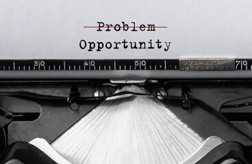 Poster - Text Problem Opportunity typed on retro typewriter