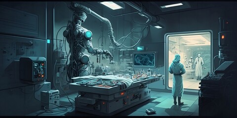 illustration of a science lab, futuristic, created by generative ai