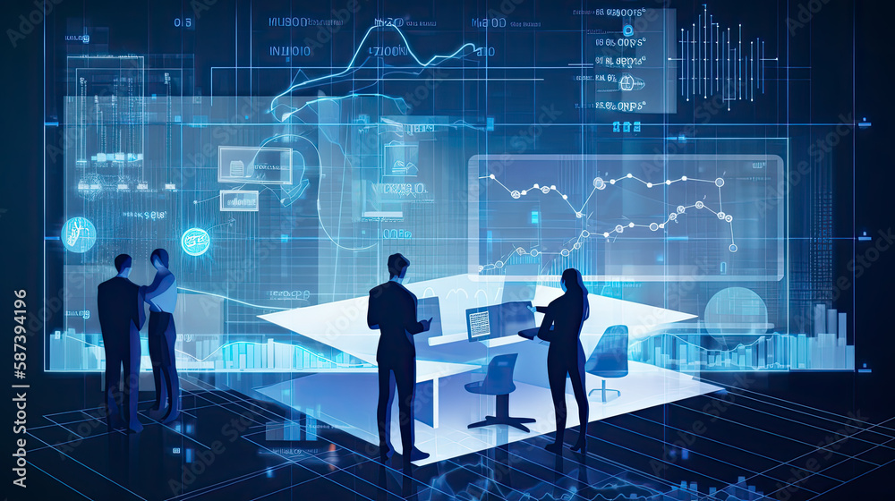 Data Engineering Background For Teams vector image business team with graph in background Data science ...