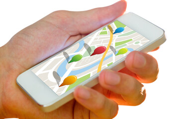 Poster - Man using map app on phone