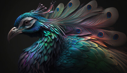 Naklejka na meble Peacock abstract wallpaper. Soft background with cute peafowl  bird in Pastel colors generative ai