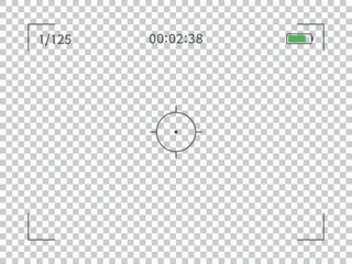 Poster - Vector photo camera frame viewfinder screen of video recorder digital display on transparent background