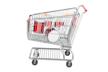 Poster - Drum kit inside shopping cart, 3D rendering