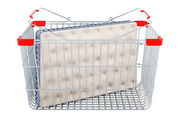 Poster - Mattress inside shopping basket, 3D rendering