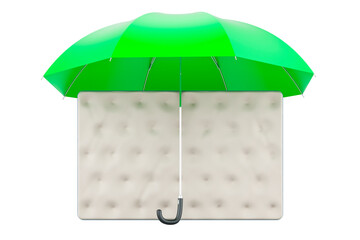 Poster - Mattress under umbrella. 3D rendering
