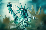 Fototapeta  - statue of liberty in a marijuana plantation Generative AI	