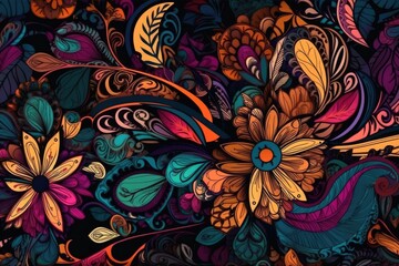 Poster - vibrant and colorful floral background filled with various types of flowers. Generative AI