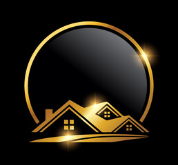 Golden Circle Home Logo Vector Icon