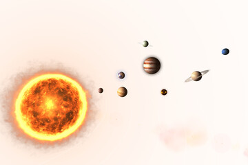 Wall Mural - graphic image of various planets with sun