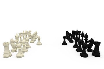 Canvas Print - Black and white chess pieces